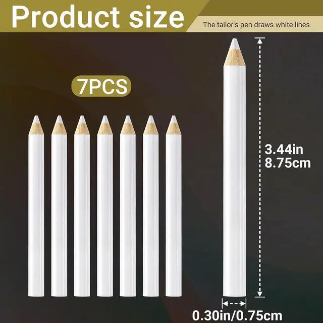 Alt view image 2 of 6 - 7PCS Fabric Pencils for Sewing, White, 8.75 cm