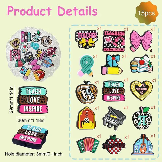 Alt view image 2 of 6 - 15Pcs Silicone Focal Beads for Beadable Pens and Keychain Making