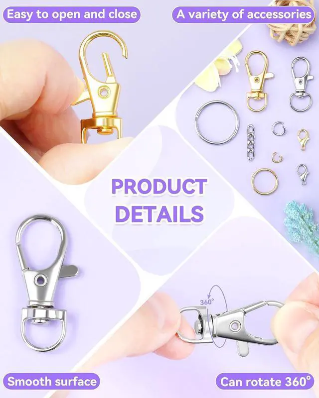 Alt view image 3 of 6 - 990PCS FIVEIZERO Keychain Making Kit, Mixed-Color Keychain Clips & Key Ring