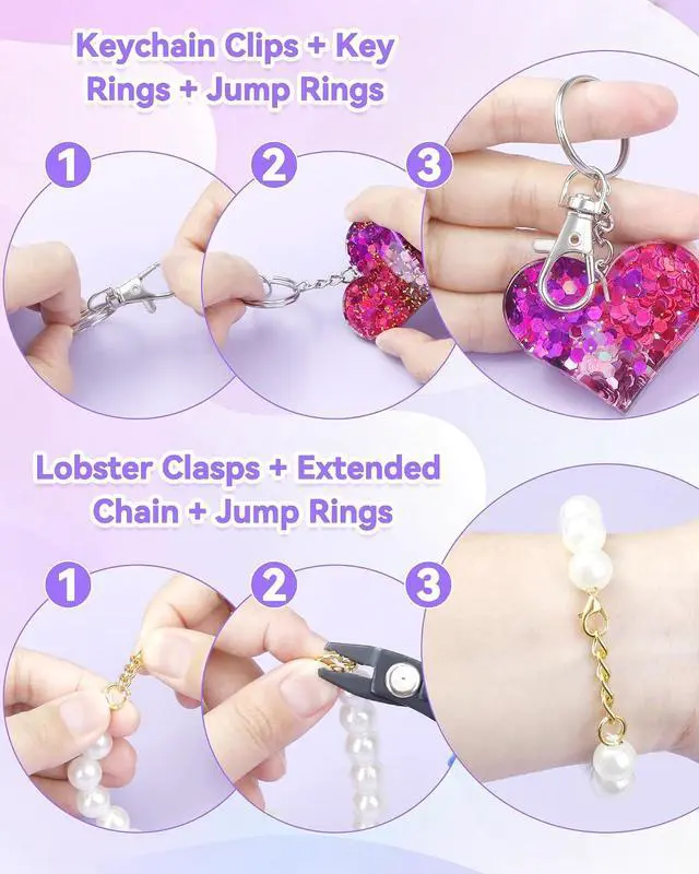 Alt view image 4 of 6 - 990PCS FIVEIZERO Keychain Making Kit, Mixed-Color Keychain Clips & Key Ring