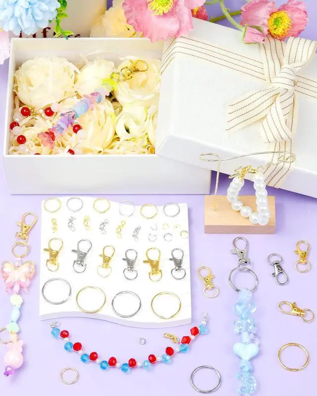 Alt view image 5 of 6 - 990PCS FIVEIZERO Keychain Making Kit, Mixed-Color Keychain Clips & Key Ring