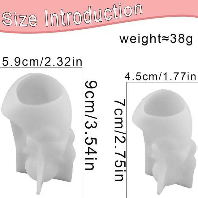 Alt view image 6 of 7 - 2Pcs Angel Figurines Resin Molds Stars Hearts Angel Silicone Molds