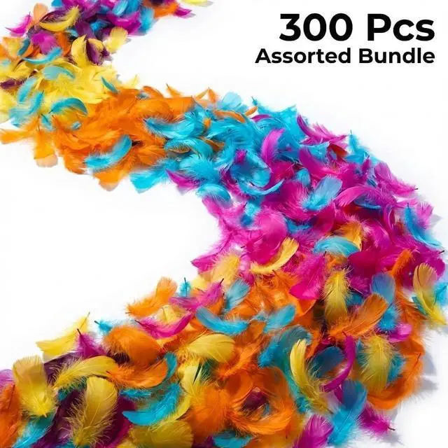 Alt view image 8 of 8 - Lamar 300 Pcs Colorful Feathers for Crafting 3-4 Inch | Bulk feathers for crafting, pipe cleaner, dream catchers, back to school, art projects, DIY crafts, handi crafts, Halloween