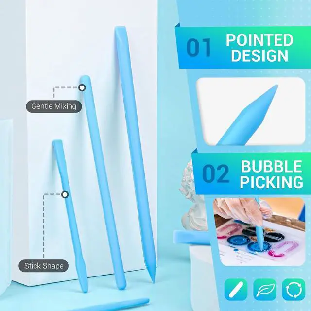 Alt view image 3 of 7 - Gartful 6PCS Silicone Stir Sticks, Reusable Mixing Sticks for Epoxy Resin, Paint, Making Glitter Tumblers Cups, Arts, Crafts, Facial Mask Stirring Rods, Blue