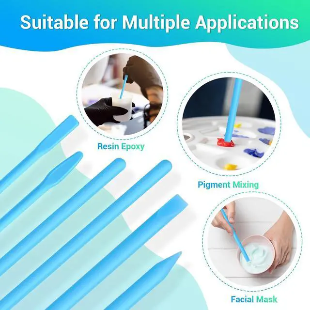 Alt view image 5 of 7 - Gartful 6PCS Silicone Stir Sticks, Reusable Mixing Sticks for Epoxy Resin, Paint, Making Glitter Tumblers Cups, Arts, Crafts, Facial Mask Stirring Rods, Blue