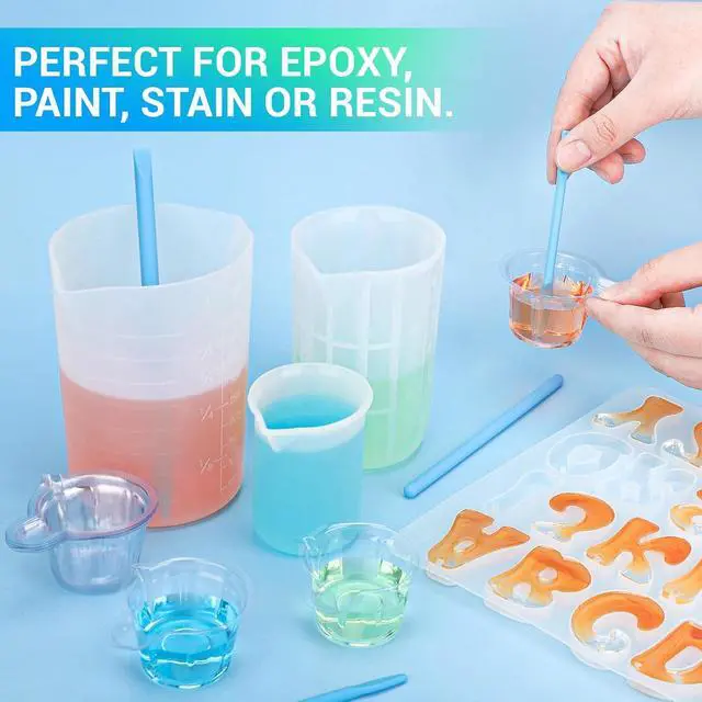 Alt view image 6 of 7 - Gartful 6PCS Silicone Stir Sticks, Reusable Mixing Sticks for Epoxy Resin, Paint, Making Glitter Tumblers Cups, Arts, Crafts, Facial Mask Stirring Rods, Blue
