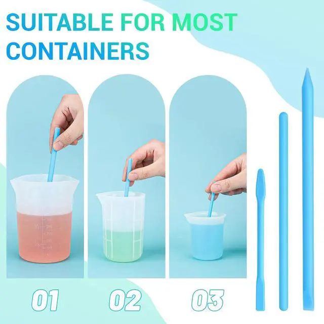 Alt view image 7 of 7 - Gartful 6PCS Silicone Stir Sticks, Reusable Mixing Sticks for Epoxy Resin, Paint, Making Glitter Tumblers Cups, Arts, Crafts, Facial Mask Stirring Rods, Blue