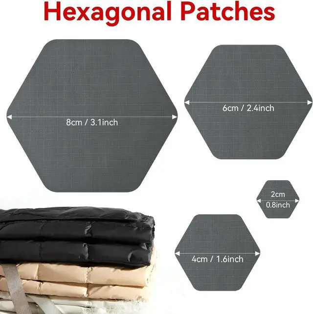 Alt view image 2 of 6 - Harsgs Down Jacket Repair Patches, Self Adhesive Nylon Repair Patch, Pre-Cut Waterproof Repair Patches for Down Jackets Coats Clothing Tents Sleeping Bags, Grey 8pcs