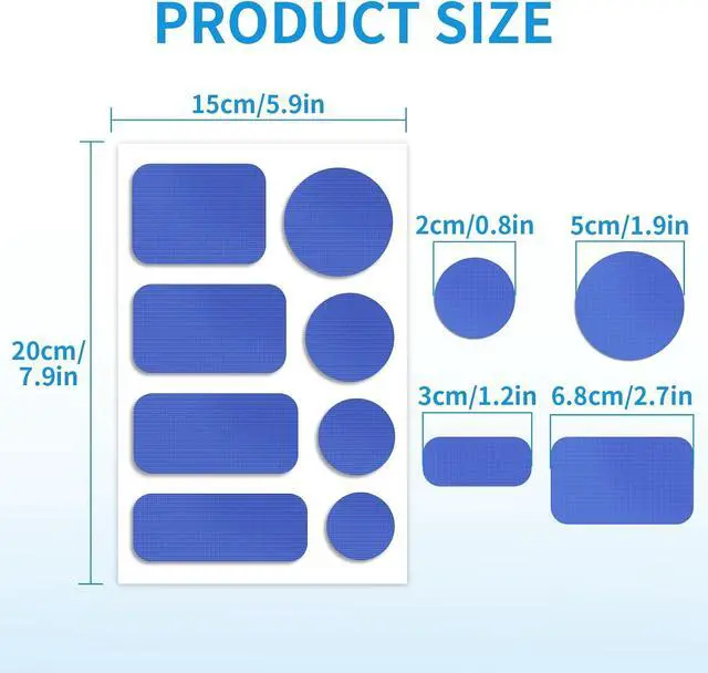 Alt view image 5 of 7 - Waterproof Self-Adhesive Nylon Patches for Tent Repair Kit, 24pcs Outdoor Gear Tenacious Repair Tape, Fabric Patches for Clothes, Down Puffer Jacket, Tent, Sleeping Bag, Backpack, Royal Blue