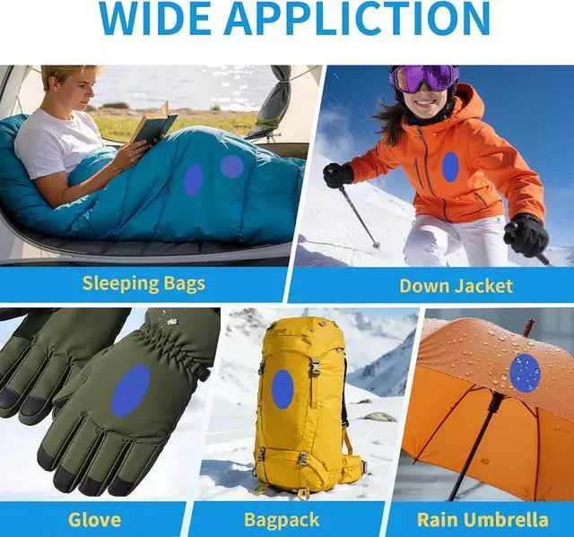 Alt view image 6 of 7 - Waterproof Self-Adhesive Nylon Patches for Tent Repair Kit, 24pcs Outdoor Gear Tenacious Repair Tape, Fabric Patches for Clothes, Down Puffer Jacket, Tent, Sleeping Bag, Backpack, Royal Blue
