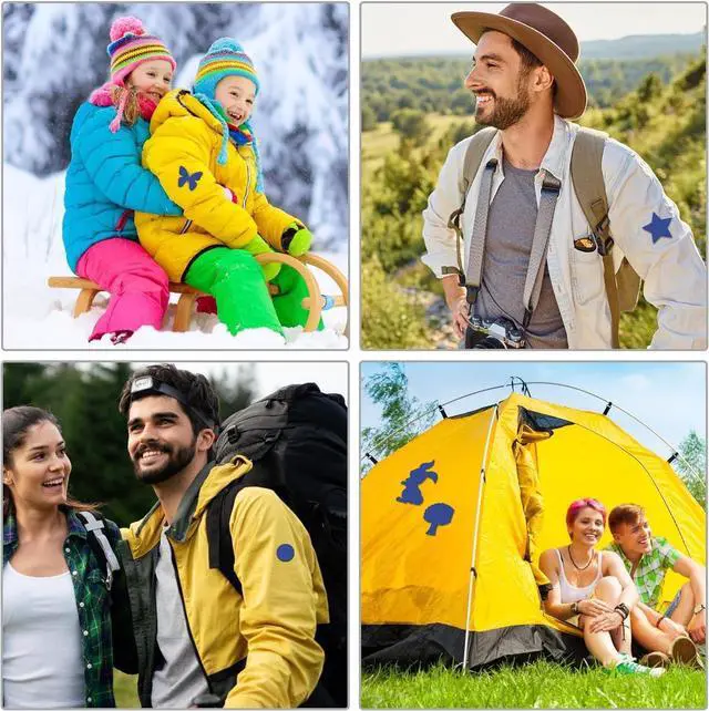 Alt view image 7 of 7 - Waterproof Self-Adhesive Nylon Patches for Tent Repair Kit, 24pcs Outdoor Gear Tenacious Repair Tape, Fabric Patches for Clothes, Down Puffer Jacket, Tent, Sleeping Bag, Backpack, Royal Blue