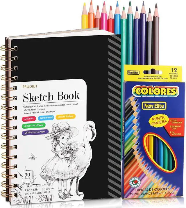 Main image of 5.5 × 8.5In Sketch Book Set for Kids, 100gsm Spiral Sketchbook for Drawing