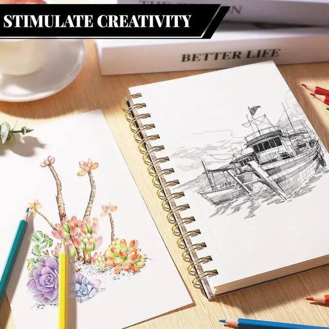 Alt view image 5 of 7 - 5.5 × 8.5In Sketch Book Set for Kids, 100gsm Spiral Sketchbook for Drawing