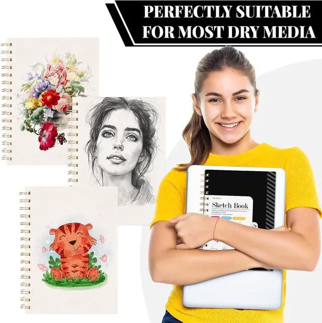 Alt view image 6 of 7 - 5.5 × 8.5In Sketch Book Set for Kids, 100gsm Spiral Sketchbook for Drawing