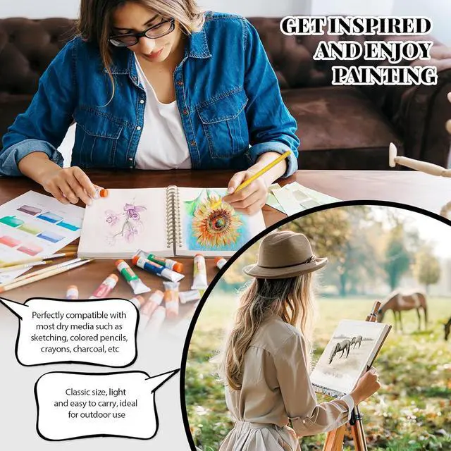 Alt view image 7 of 7 - 5.5 × 8.5In Sketch Book Set for Kids, 100gsm Spiral Sketchbook for Drawing