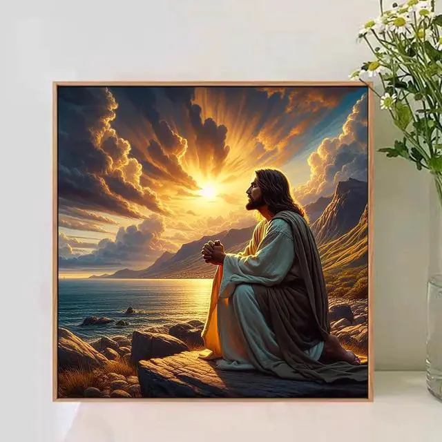 Alt view image 2 of 7 - Jesus Paint by Numbers Kit for Adults, 16x16 inch