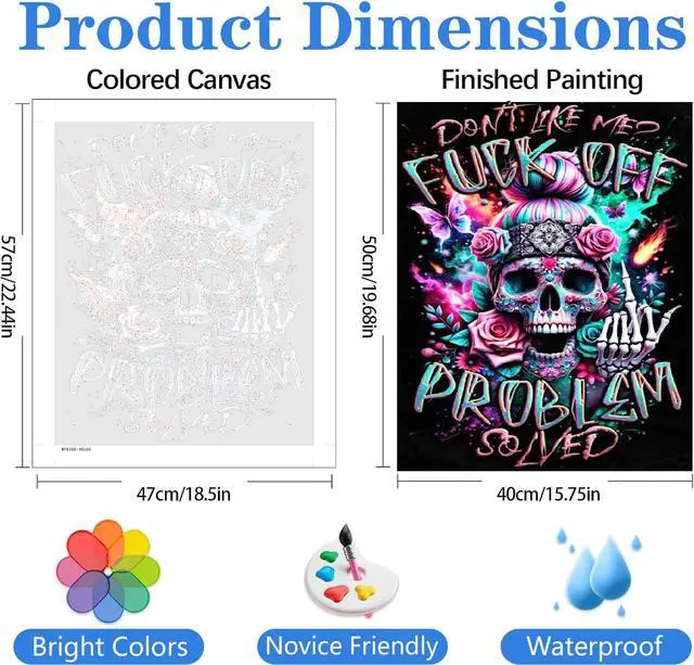 Alt view image 4 of 6 - mrpwnle Paint by Numbers Kit for Adults Easy Skull Paint by Numbers Kits