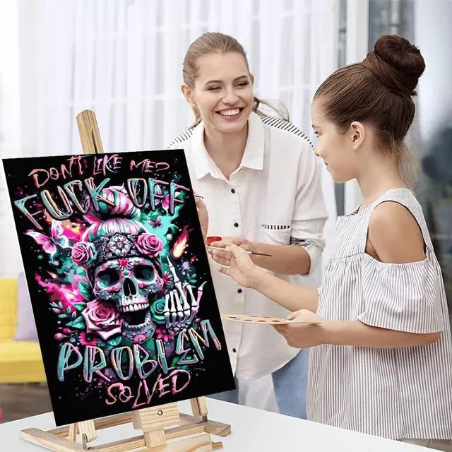 Alt view image 3 of 6 - mrpwnle Paint by Numbers Kit for Adults Easy Skull Paint by Numbers Kits