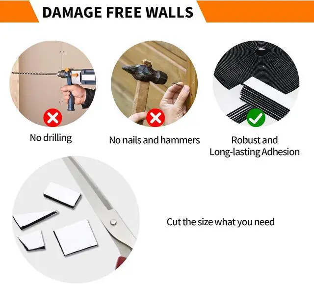 Alt view image 3 of 7 - 20Pack Hook Loop Tape Heavy Duty, 1x4inch Double Sided Fastener Mounting Strips Reusable Strong Adhesive Interlocking Mounting Tape for Fabric Home Carpet Rug Poster