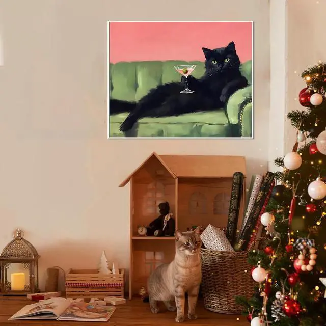 Alt view image 3 of 7 - Cat Paint by Numbers Kit for Adults,Retro Paint by Number With Frame