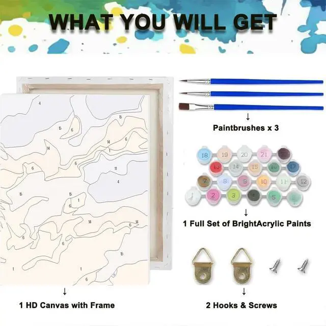 Alt view image 5 of 7 - Cat Paint by Numbers Kit for Adults,Retro Paint by Number With Frame