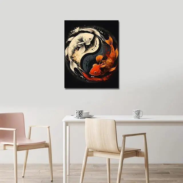 Alt view image 2 of 7 - TUMOVO Paint by Numbers Kit for Adults Yin Yang Symbol with Koi Fish