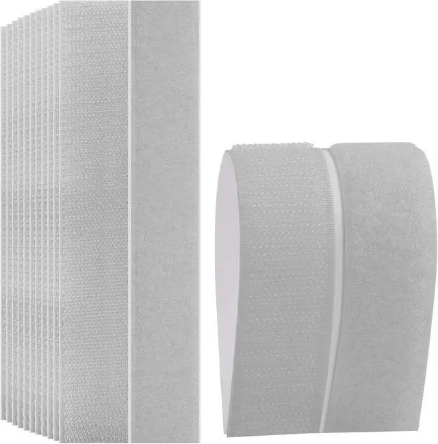 Main image of Sticky Back Strips with Adhesive, Melsan Industrial Strength Mounting Tape | Self Adhesive Interlocking Tape Fastener for House, Workshop, Garage | Gray, 12 Pairs 1x7 Inch