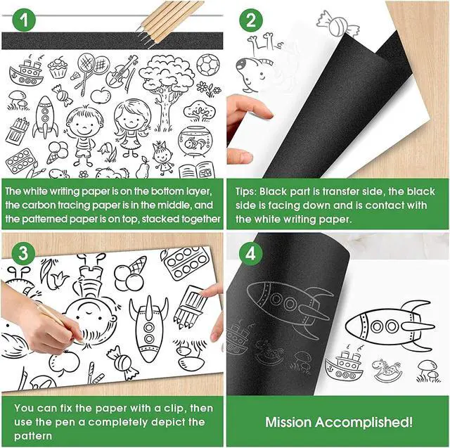 Alt view image 4 of 7 - PSLER Blue Carbon Paper for Tracing - 30Pcs Graphite Transfer Paper, A4