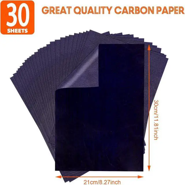 Alt view image 2 of 7 - PSLER Blue Carbon Paper for Tracing - 30Pcs Graphite Transfer Paper, A4