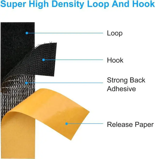 Alt view image 2 of 6 - 24 Sets 1x4in Hook and Loop Strips with Adhesive,Double Sided Reclosable Strong Back Self Adhesive Tape Sticky DIY Heavy Duty Mounting for Home Classroom or Office - Black