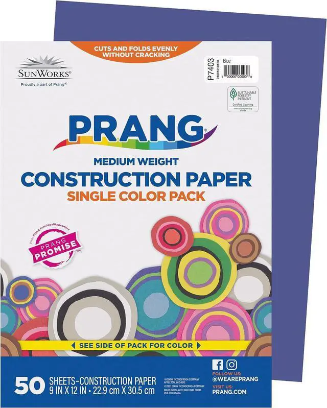 Main image of SunWorks 7403 Construction Paper, 9" x 12", 50 Sheets/Pack, Blue