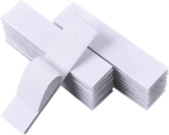 Main image of 20 Sets Hook and Loop Strips with Adhesive - 1x4 Inch - Strong Back Adhesive Fasteners Tape for Home or Office Use Replaces Holes and Screws, White