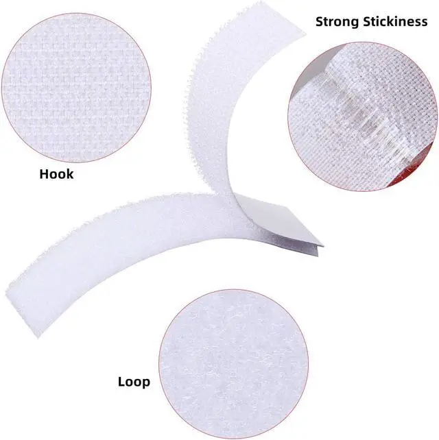 Alt view image 4 of 7 - 20 Sets Hook and Loop Strips with Adhesive - 1x4 Inch - Strong Back Adhesive Fasteners Tape for Home or Office Use Replaces Holes and Screws, White