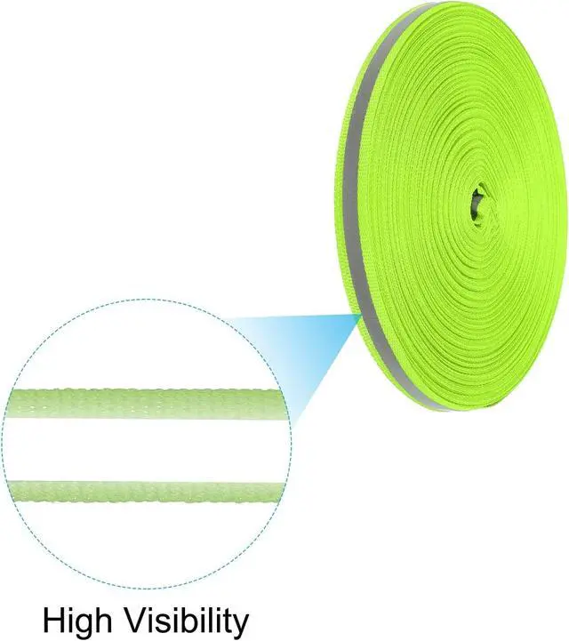 Alt view image 3 of 5 - PATIKIL Reflective Tape Strip, 10mm x 50yards High Visibility Reflective Tape Sew-on DIY Warning Safety Fabric Webbing for Clothing Raincoats, Fluorescent Green