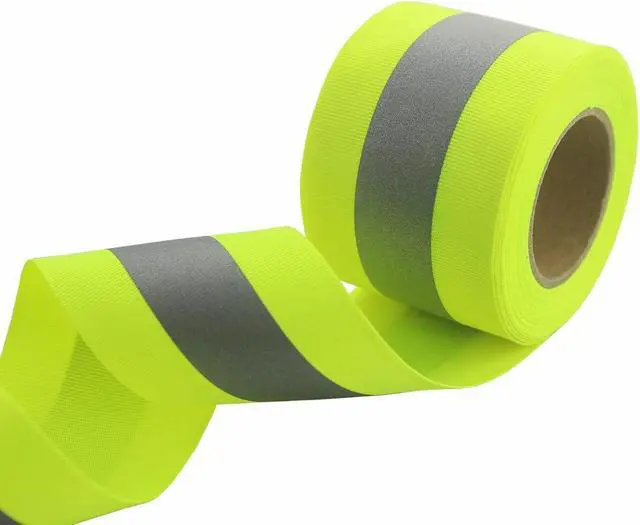 Alt view image 2 of 6 - JINBING Silver Sew On Reflective Tape for Clothing Safety Fabric Webbing Trim Strip Fluorescent Yellow 2" x 16ft