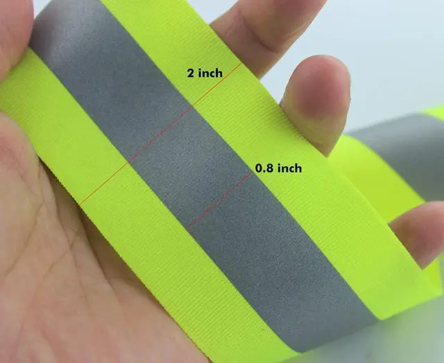 Alt view image 3 of 6 - JINBING Silver Sew On Reflective Tape for Clothing Safety Fabric Webbing Trim Strip Fluorescent Yellow 2" x 16ft