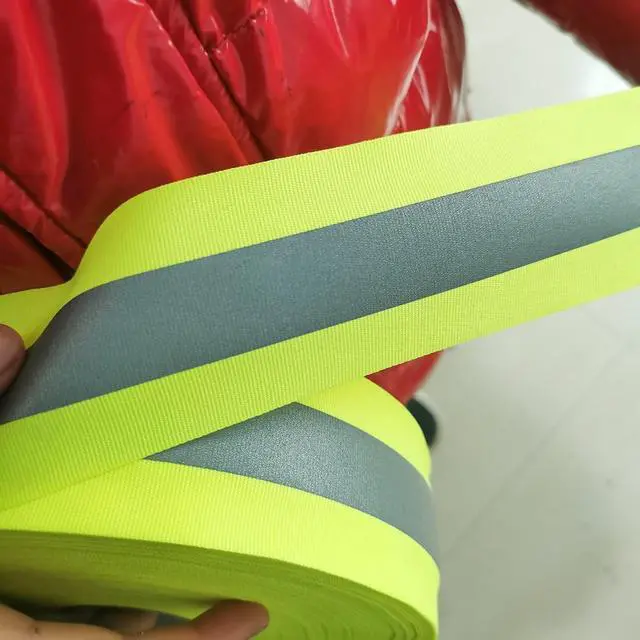 Alt view image 4 of 6 - JINBING Silver Sew On Reflective Tape for Clothing Safety Fabric Webbing Trim Strip Fluorescent Yellow 2" x 16ft