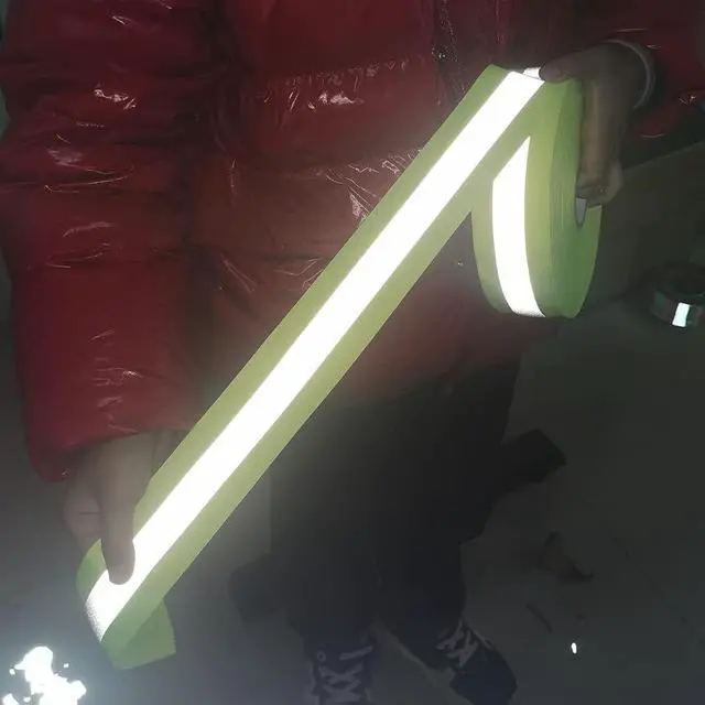 Alt view image 5 of 6 - JINBING Silver Sew On Reflective Tape for Clothing Safety Fabric Webbing Trim Strip Fluorescent Yellow 2" x 16ft