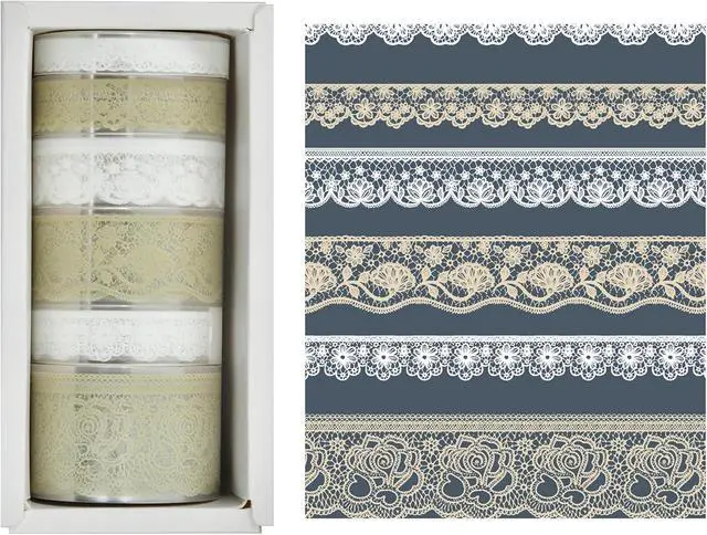 Alt view image 3 of 7 - 6 Rolls Lace Patterns PET Tapes Floral Arts Decorative Tape Set Adhesive Transparent Masking Tapes for DIY Craft, Kids, Scrapbook, DIY, Gift Wrapping, Journal (Tranquil Dew)