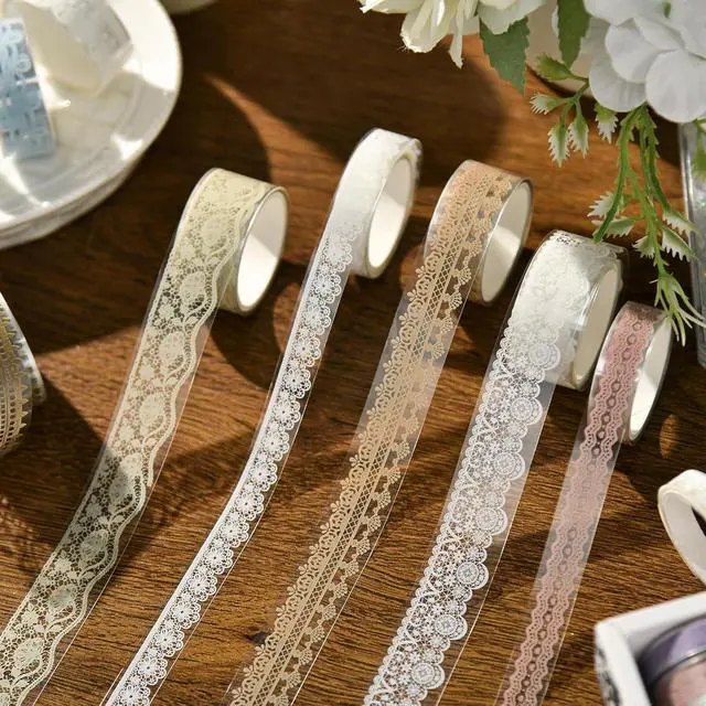 Alt view image 6 of 7 - 6 Rolls Lace Patterns PET Tapes Floral Arts Decorative Tape Set Adhesive Transparent Masking Tapes for DIY Craft, Kids, Scrapbook, DIY, Gift Wrapping, Journal (Tranquil Dew)