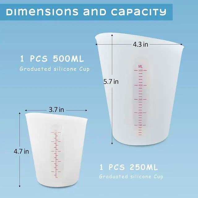 Alt view image 2 of 6 - Silicone Measuring Cups for Epoxy Resin, 2-Pack, 8oz & 16oz