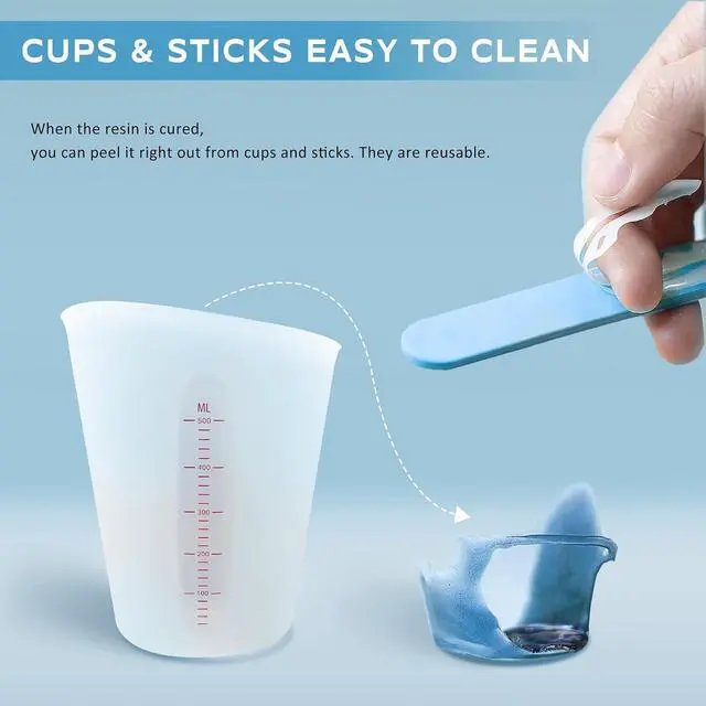 Alt view image 3 of 6 - Silicone Measuring Cups for Epoxy Resin, 2-Pack, 8oz & 16oz