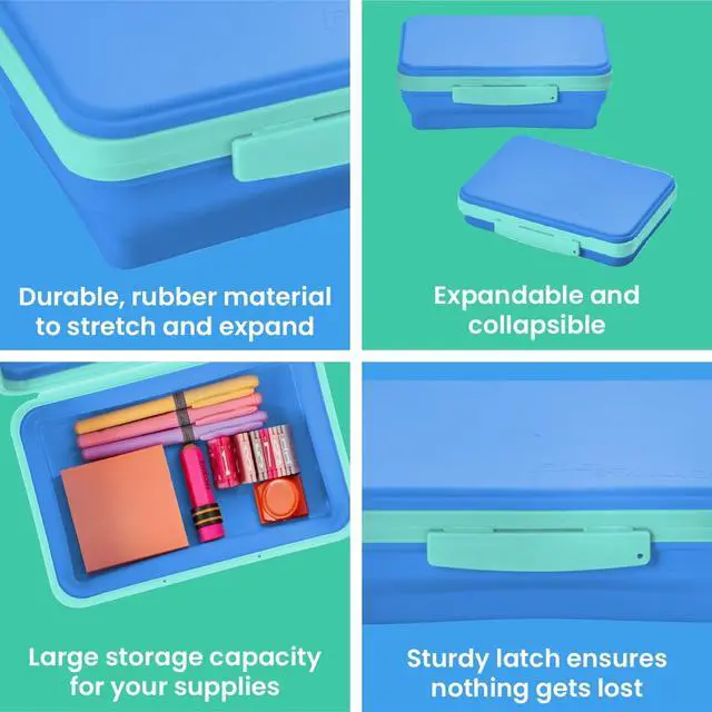 Alt view image 4 of 6 - LockerMate by Bostitch Flexi Storage Box with Lid, Collapsible Pencil Case Design for Craft and School Supplies, Blue