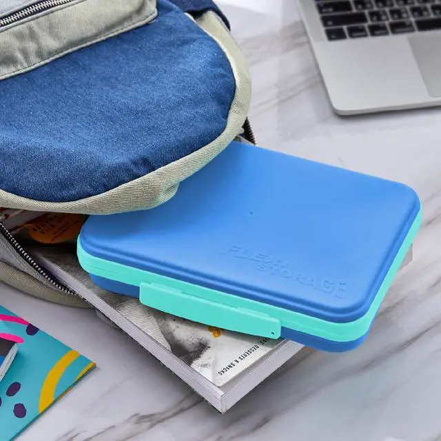 Alt view image 5 of 6 - LockerMate by Bostitch Flexi Storage Box with Lid, Collapsible Pencil Case Design for Craft and School Supplies, Blue