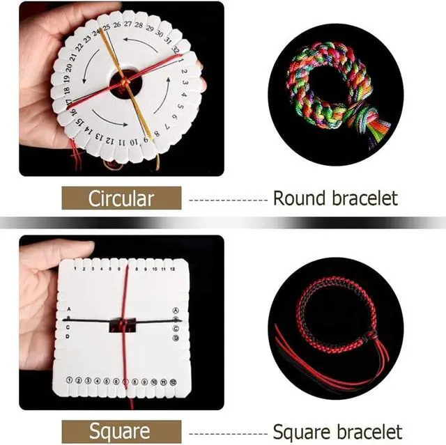 Alt view image 2 of 7 - Braiding Disks,2Pcs Round Kumihimo Disc Hand Rope Weaving Device Macrame Braiding Cord String Bracelet Jade Line Bracelet DIY Jewelry Accessories(One for Each Round and)