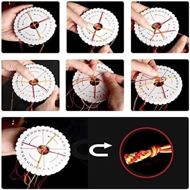 Alt view image 4 of 7 - Braiding Disks,2Pcs Round Kumihimo Disc Hand Rope Weaving Device Macrame Braiding Cord String Bracelet Jade Line Bracelet DIY Jewelry Accessories(One for Each Round and)