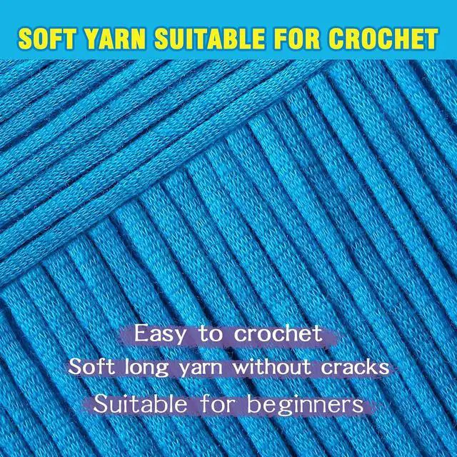 Alt view image 3 of 7 - Cotton Yarn for Crocheting, #4 Worsted Weight Blue Yarn with Crochet Hook