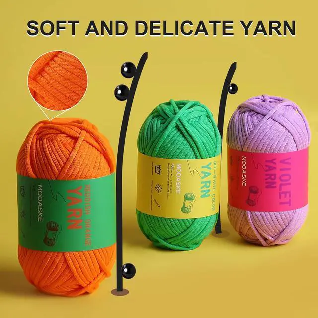 Alt view image 6 of 7 - Cotton Yarn for Crocheting, #4 Worsted Weight Blue Yarn with Crochet Hook