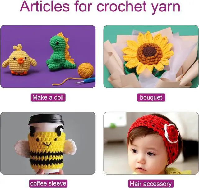 Alt view image 7 of 7 - Cotton Yarn for Crocheting, #4 Worsted Weight Blue Yarn with Crochet Hook