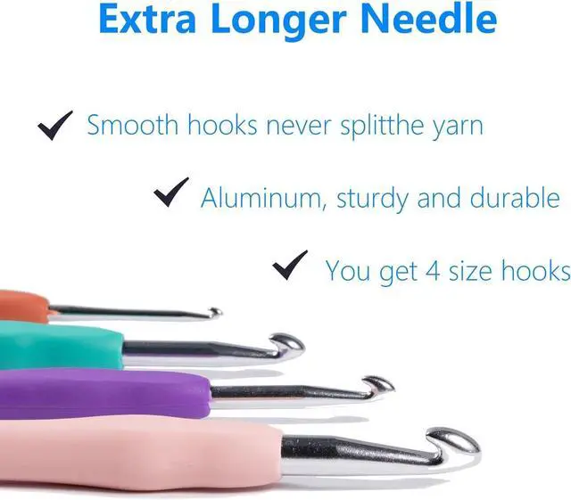 Alt view image 2 of 7 - Ortarco Crochet Hooks Set, Ergonomic Soft Handle for Arthritic Hands, 2.5mm- 8mm 4 Size Knitting Needles for Beginners and Crocheting Yarn (4)